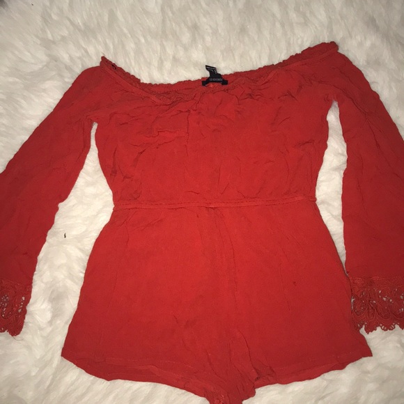 Off shoulder burnt orange Romper - Picture 2 of 2